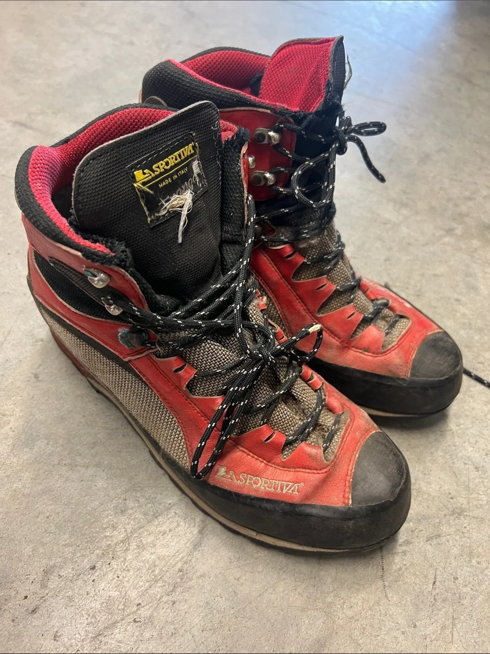 La Sportiva Red and Black Mountaineering Boots